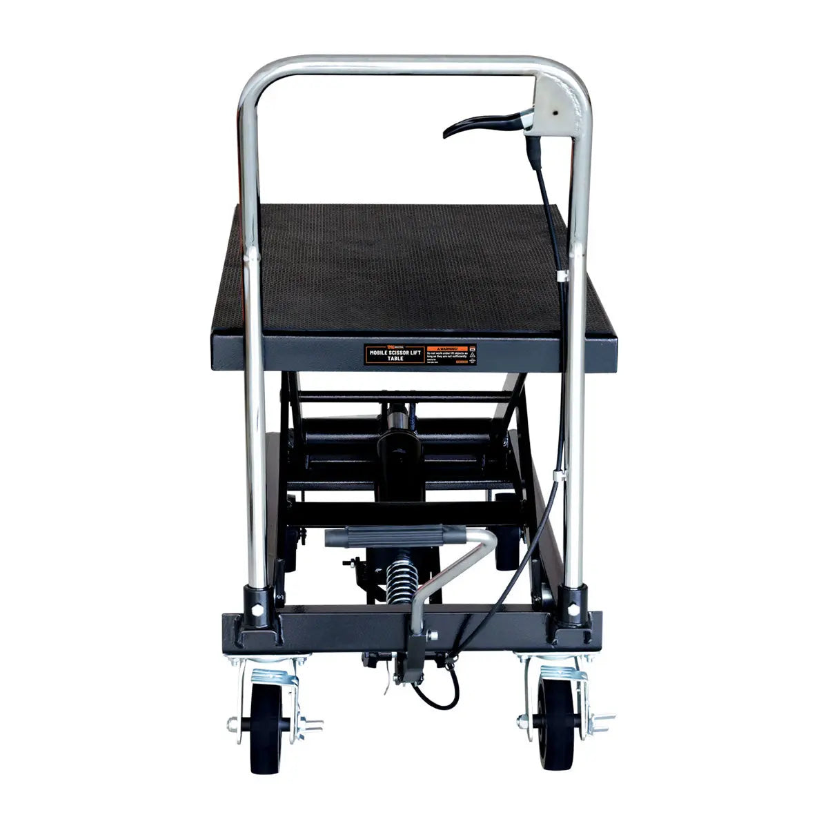 1100-lb Mobile Scissor Lift Table, 34" Lifting Height, Foot Pedal Operation, Rubber Padded Tabletop, TMG-ALS05