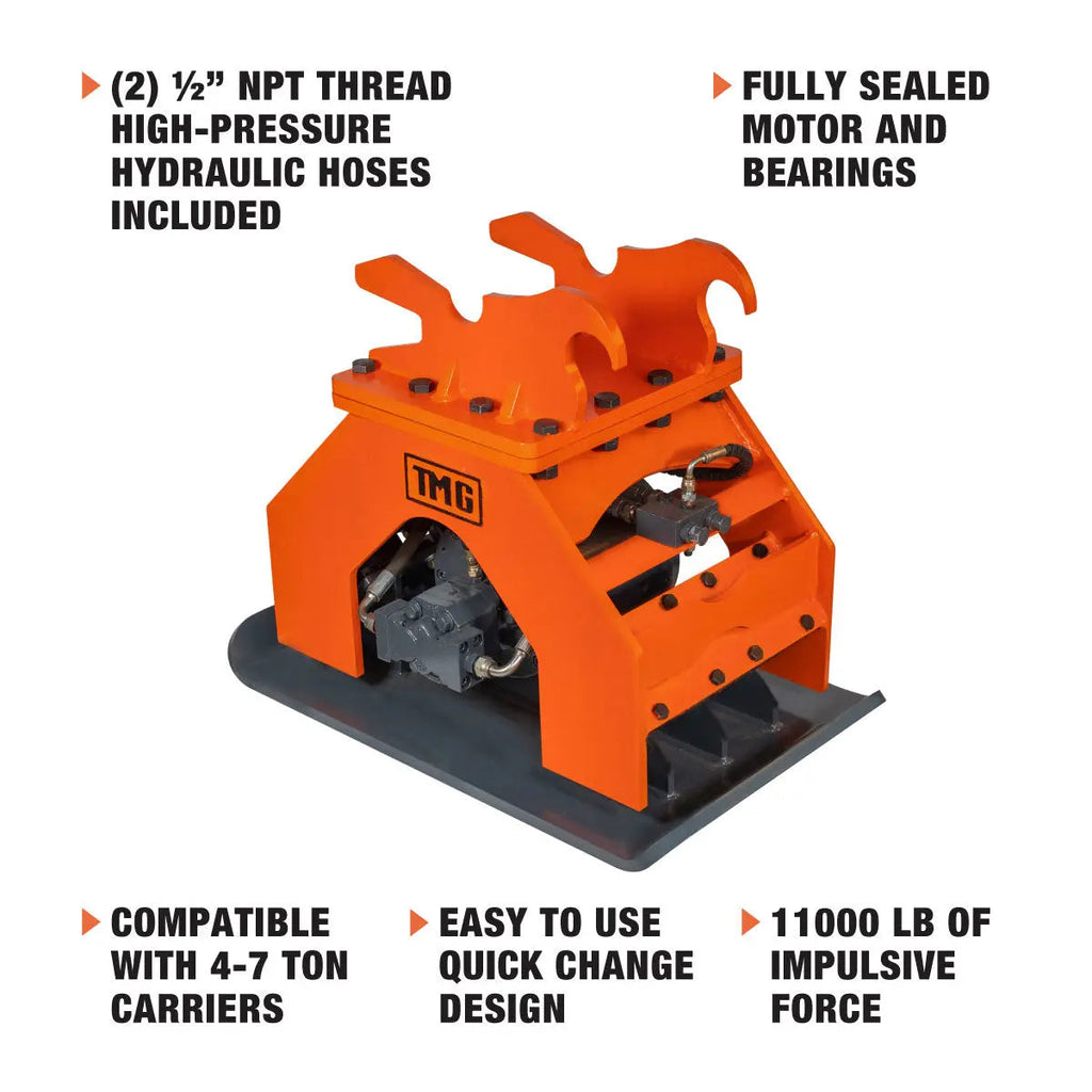 11,000-lbf Hydraulic Plate Compactor, 4-7 Ton Excavator Weight, 39" Compact Capacity, TMG-ECP41