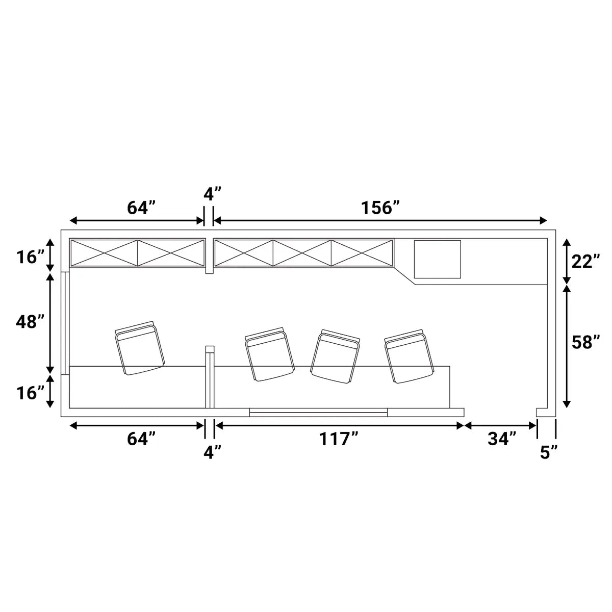 20’ Custom Built Steel Container Office, Working Area & Manager’s Office, 1 Leather Office Chair, 3 Ergonomic Office Chairs, TMG-SCO20