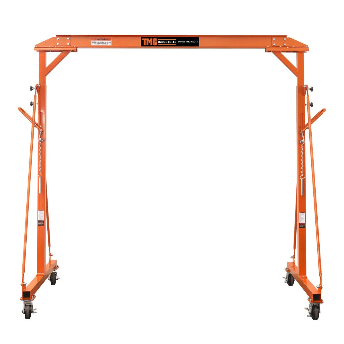 2200-lb Adjustable Height All-Steel Gantry Crane, Auto-Lock, 95" Min. Height, 142" Max. Height, Locking Swivel Casters, TMG-AGC11(Previously TMG-AGC10)