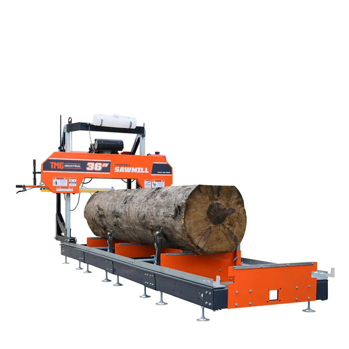 36" Portable Sawmill, 21 HP Honda V-Twin Engine, 13’ Log Length, 4-Post Carriage with Saw Head Anti-tip Self-locking, TMG-PSM36