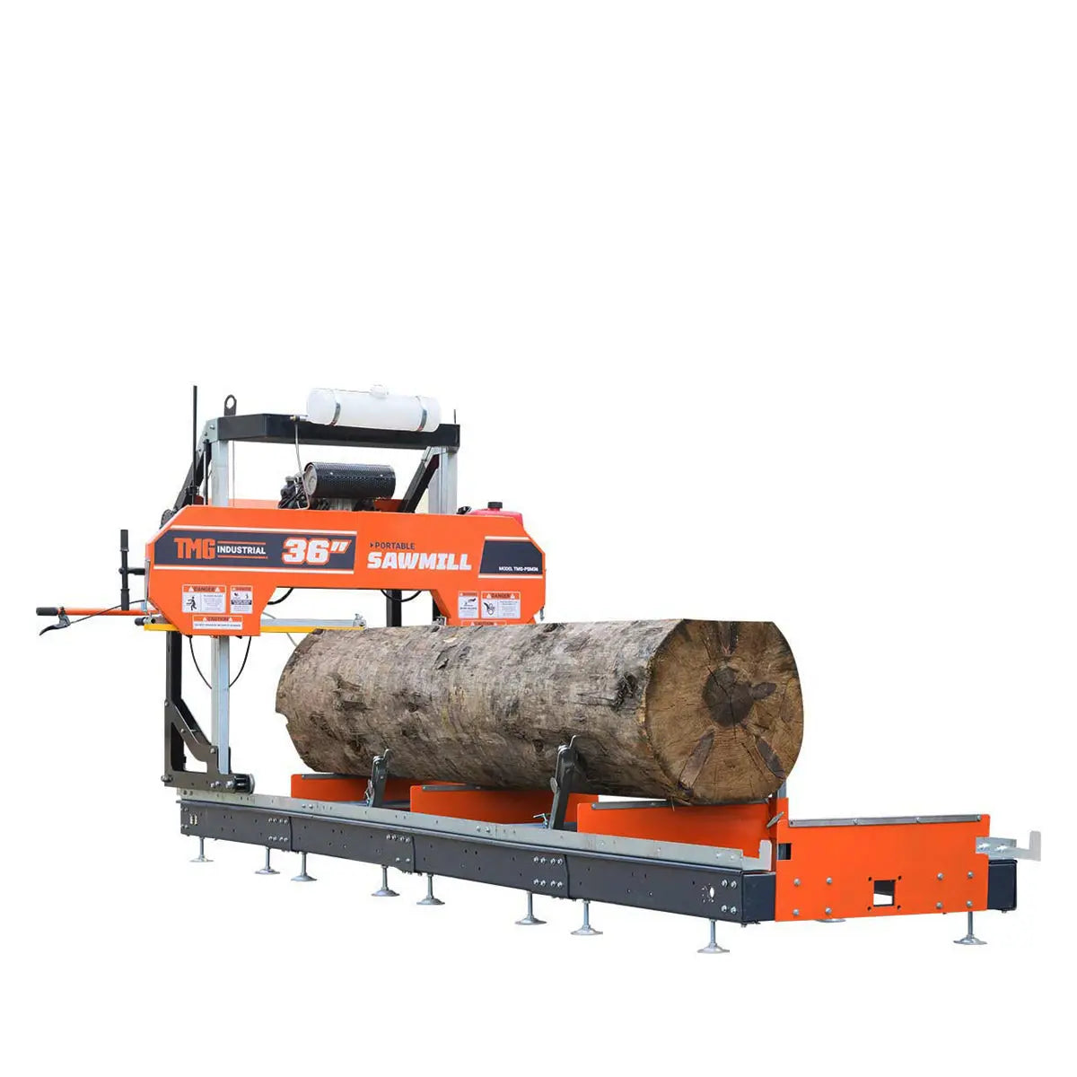 36" Portable Sawmill, 21 HP Honda V-Twin Engine, 13’ Log Length, 4-Post Carriage with Saw Head Anti-tip Self-locking, TMG-PSM36
