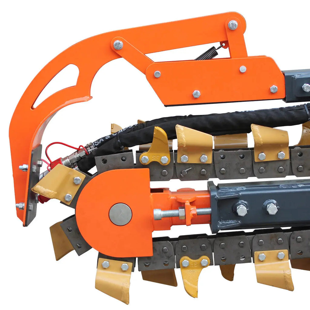 36" Skid Steer Side Shift Trencher, 22" Auger Discharge, Boom & Crumber Assembly, Earth Tungsten Teeth, TMG-SDT36S