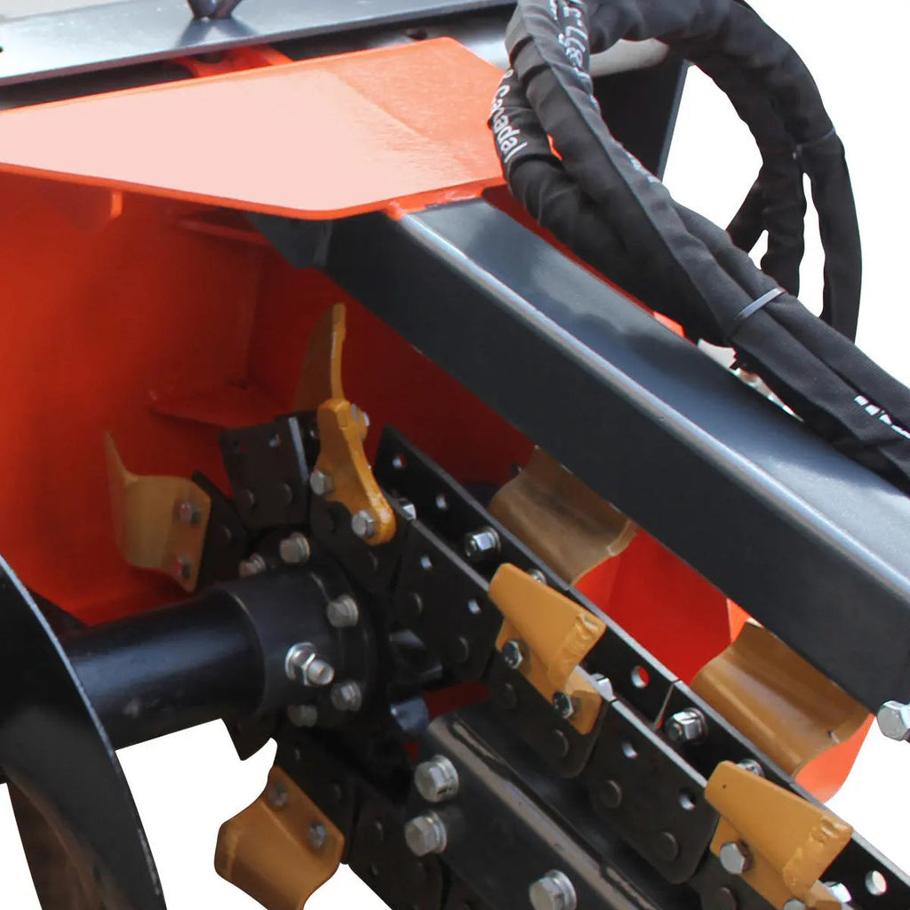 36" Skid Steer Side Shift Trencher, 22" Auger Discharge, Boom & Crumber Assembly, Earth Tungsten Teeth, TMG-SDT36S