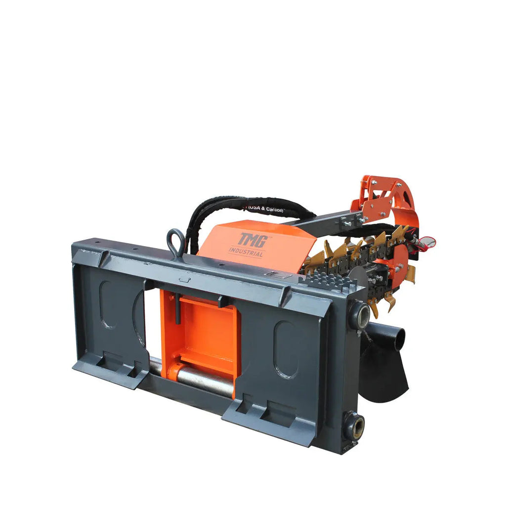 36" Skid Steer Side Shift Trencher, 22" Auger Discharge, Boom & Crumber Assembly, Earth Tungsten Teeth, TMG-SDT36S