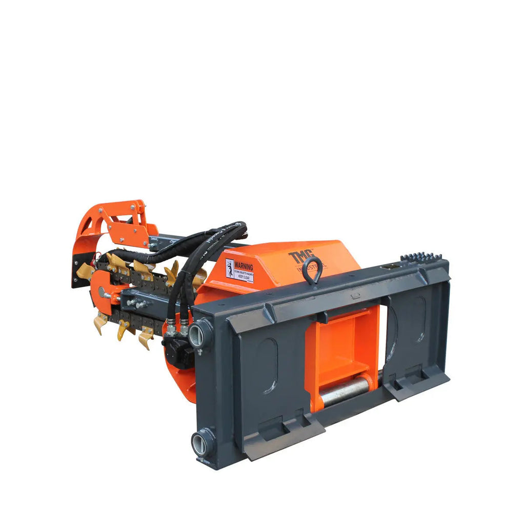 36" Skid Steer Side Shift Trencher, 22" Auger Discharge, Boom & Crumber Assembly, Earth Tungsten Teeth, TMG-SDT36S