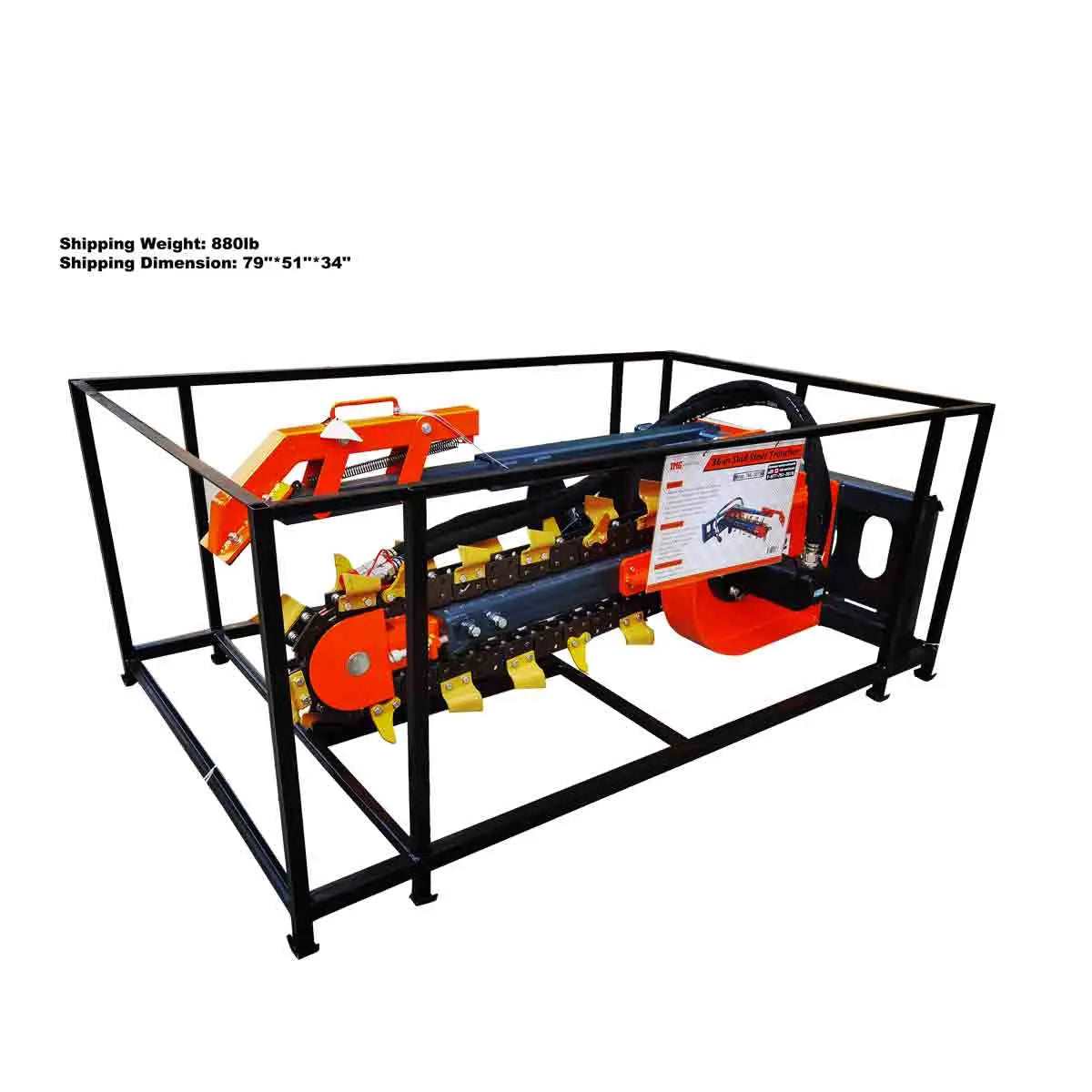 36" Skid Steer Trencher, 19" Auger Discharge, Boom & Crumber Assembly, Earth Tungsten Teeth, TMG-SDT36