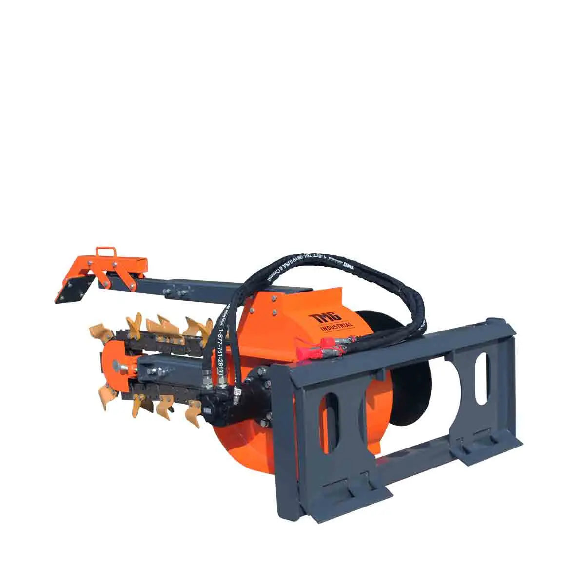 36" Skid Steer Trencher, 19" Auger Discharge, Boom & Crumber Assembly, Earth Tungsten Teeth, TMG-SDT36