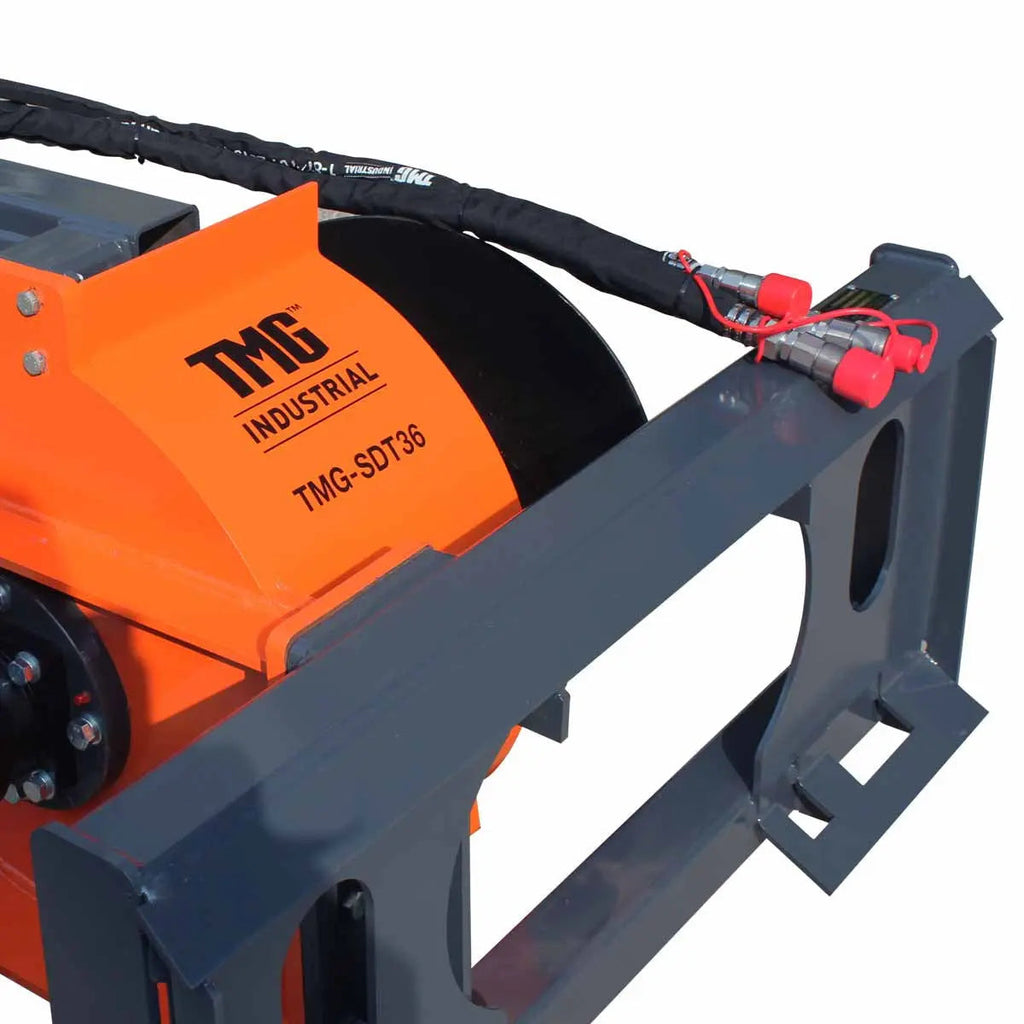 36" Skid Steer Trencher, 19" Auger Discharge, Boom & Crumber Assembly, Earth Tungsten Teeth, TMG-SDT36