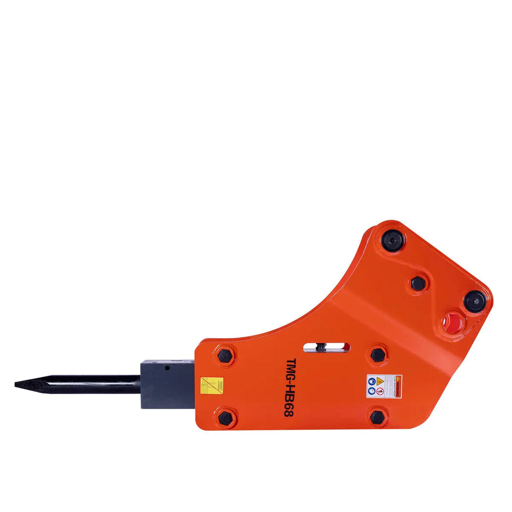 4-7 Ton Excavator/Backhoe Hydraulic Breaker, 2-3/4" Moil Point Chisel, 838 J Impact Energy, Pin Grabber Lugging, TMG-HB68