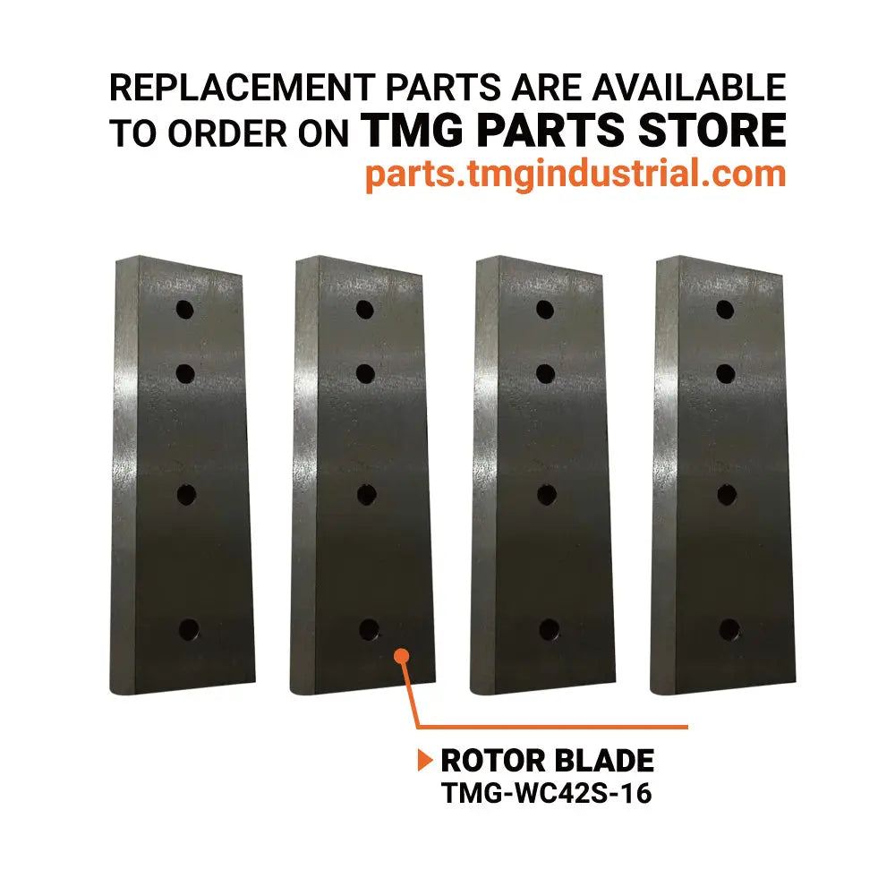 4" Skid Steer Wood Chipper, Gravity-Fed, Universal Skid Steer Mount, TMG-WC42S