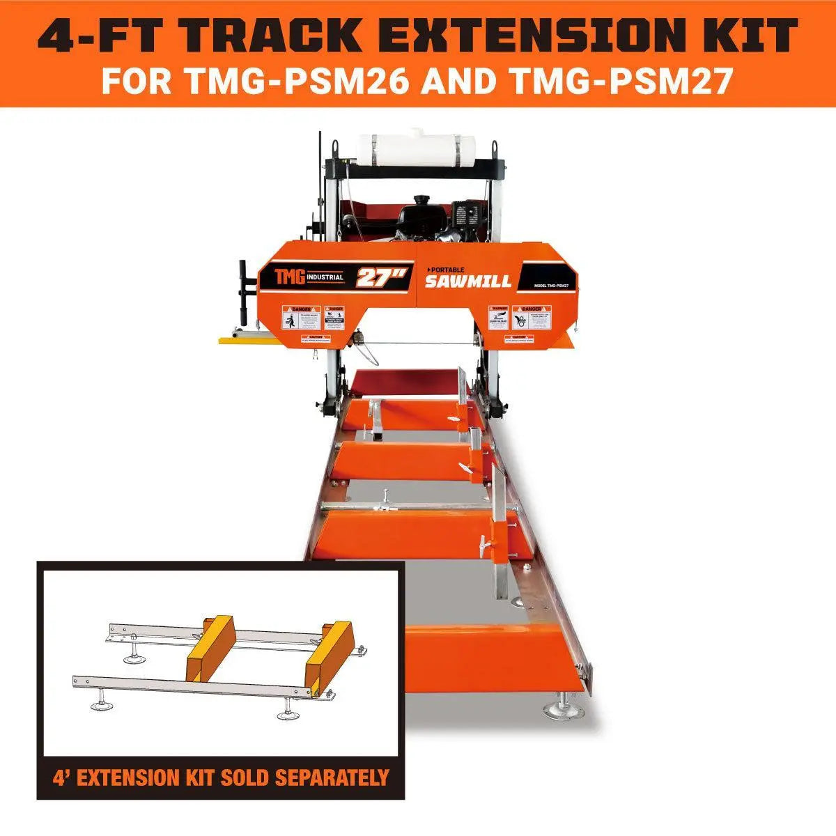 4-ft Track Extension Kit for TMG-PSM26, PSM27 and PSM27R Portable Sawmill, SKU# TMG-PSM27-4EX
