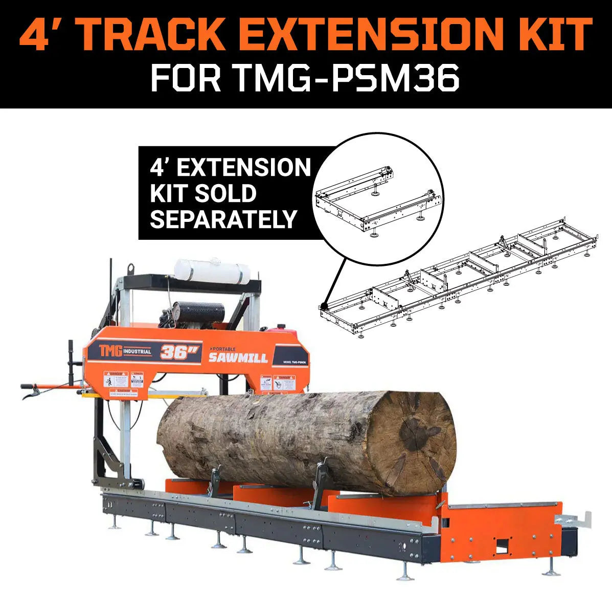 4-ft Track Extension Kit for TMG-PSM36 Portable Sawmill, TMG-PSM36-4EX