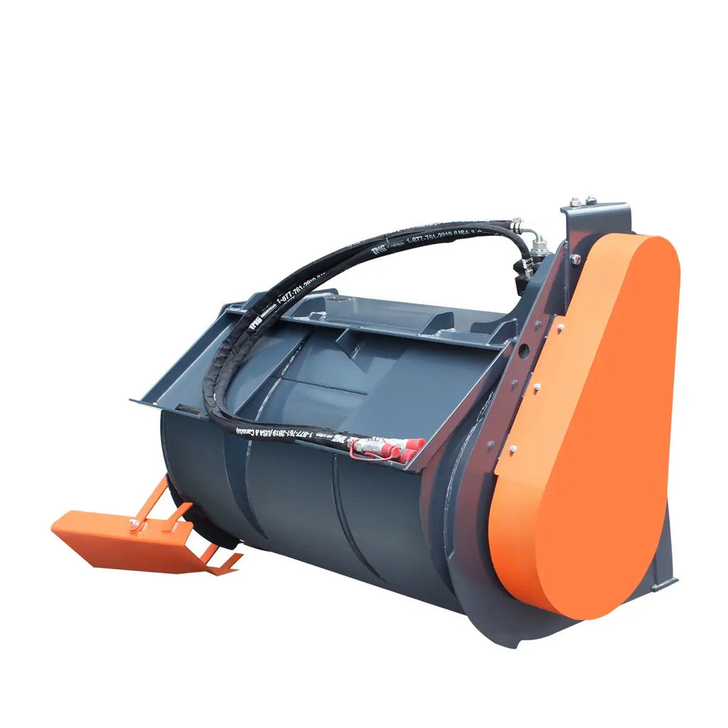 60" Skid Steer Concrete Mixer Attachment, Side Chute Dispenser & Bag Splitter, Universal Mount, 16 Cu-Ft Capacity, TMG-SCM61
