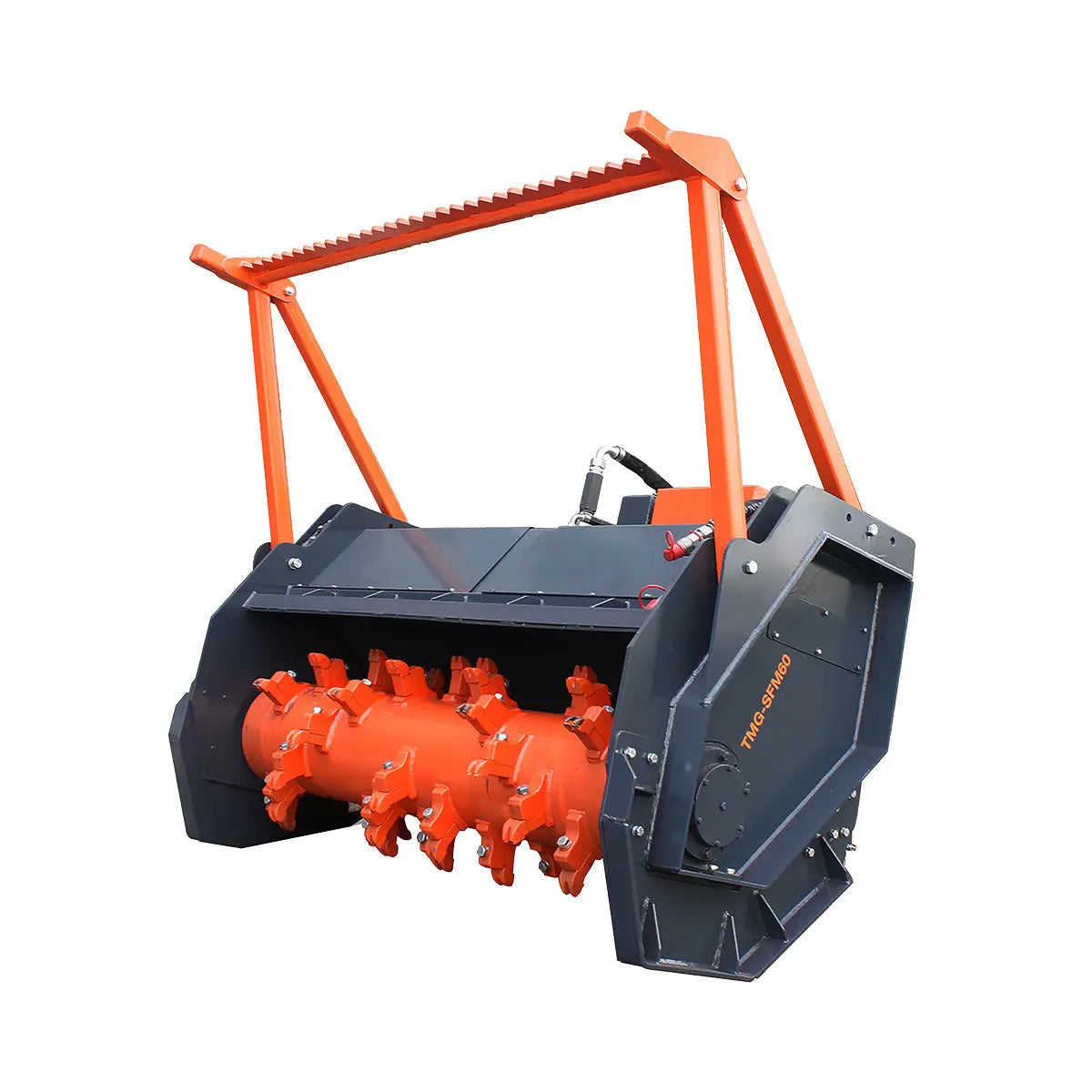 60" Skid Steer Forestry Drum Mulcher, Forged Alloy Teeth, Cooling System w/Radiator, 75 HP Skid Steers, TMG-SFM60 (Discontinued – No Longer Available)