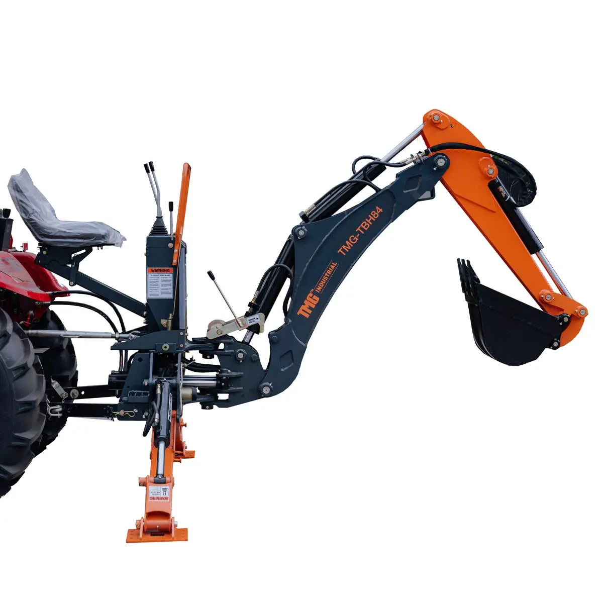 7-FT 3-Point Hitch Swing Backhoe Attachment, 12" Bucket Included, 40-100 HP Tractor, 126" High Reach, Category 1 & 2 Hookups, TMG-TBH84