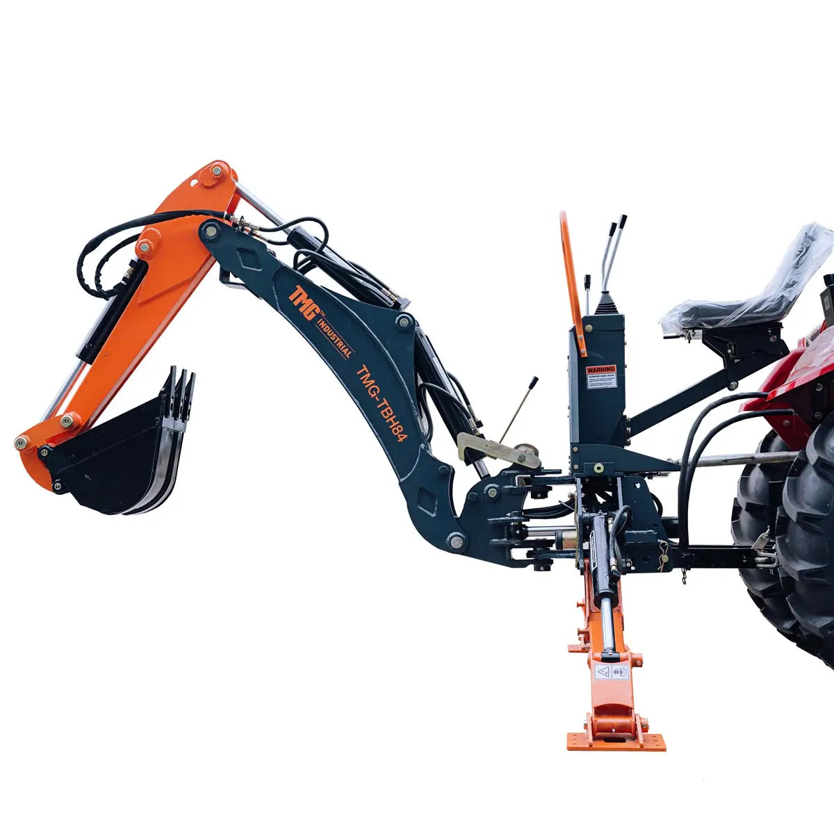 7-FT 3-Point Hitch Swing Backhoe Attachment, 12" Bucket Included, 40-100 HP Tractor, 126" High Reach, Category 1 & 2 Hookups, TMG-TBH84