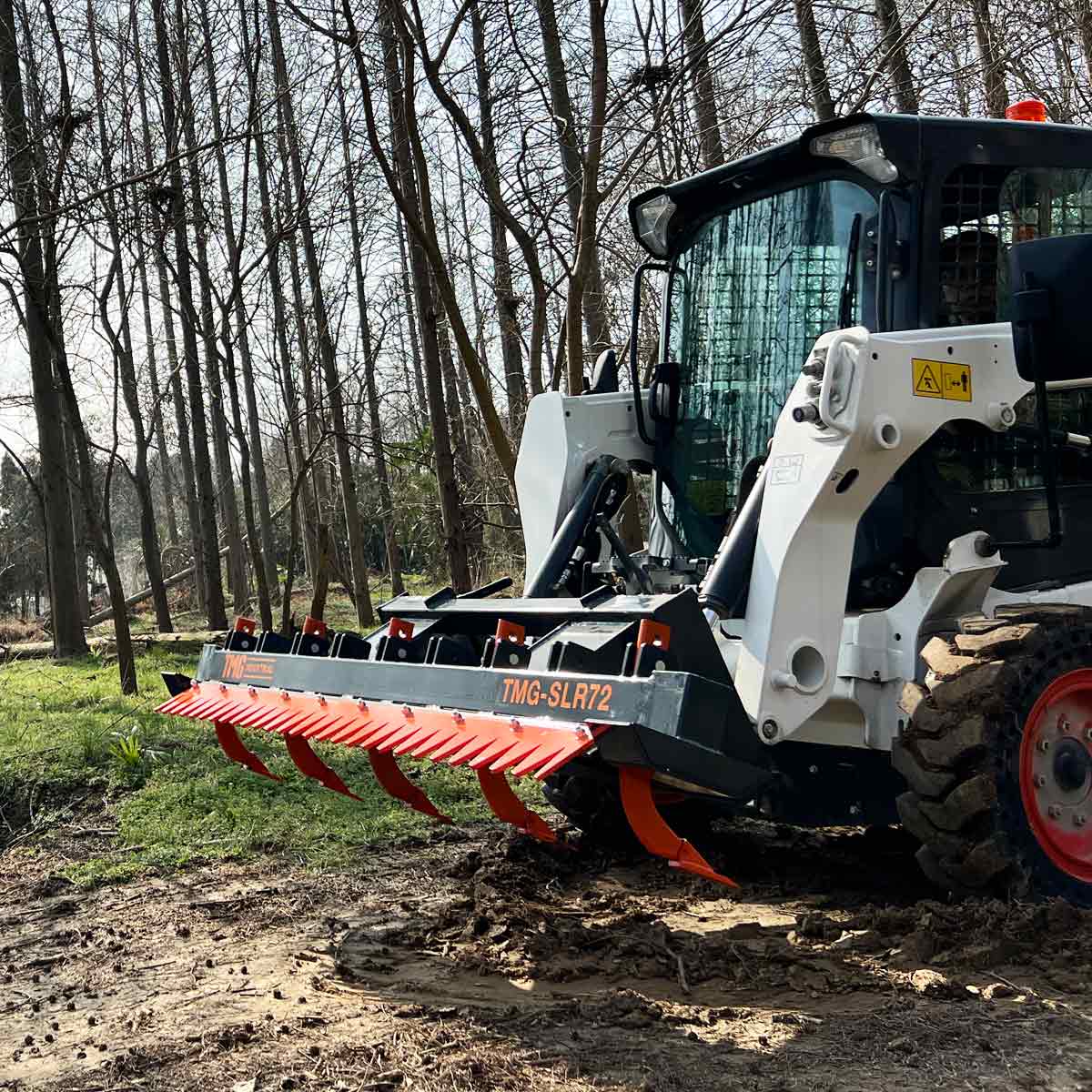 72" Skid Steer Land Ripper w/Rake Comb, Scarifier, Dethatcher, Forward & Reverse, Depth Adjustable Ripping Teeth, TMG-SLR72