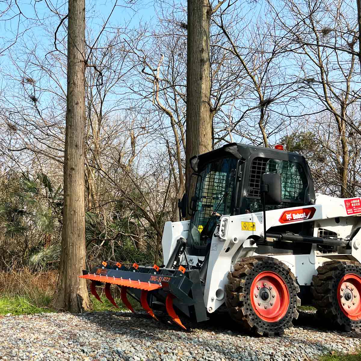 72" Skid Steer Land Ripper w/Rake Comb, Scarifier, Dethatcher, Forward & Reverse, Depth Adjustable Ripping Teeth, TMG-SLR72