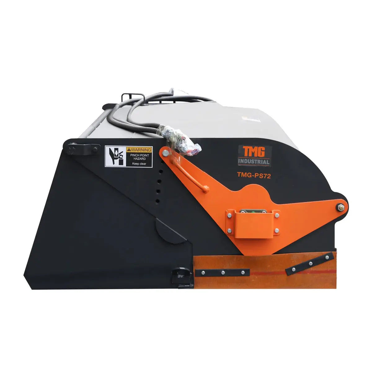 72" Skid Steer Pick Up Broom Sweeper with Bucket, Standard Flow, 22" Diameter Bristles, 45-75 HP Skid Steers, TMG-PS72