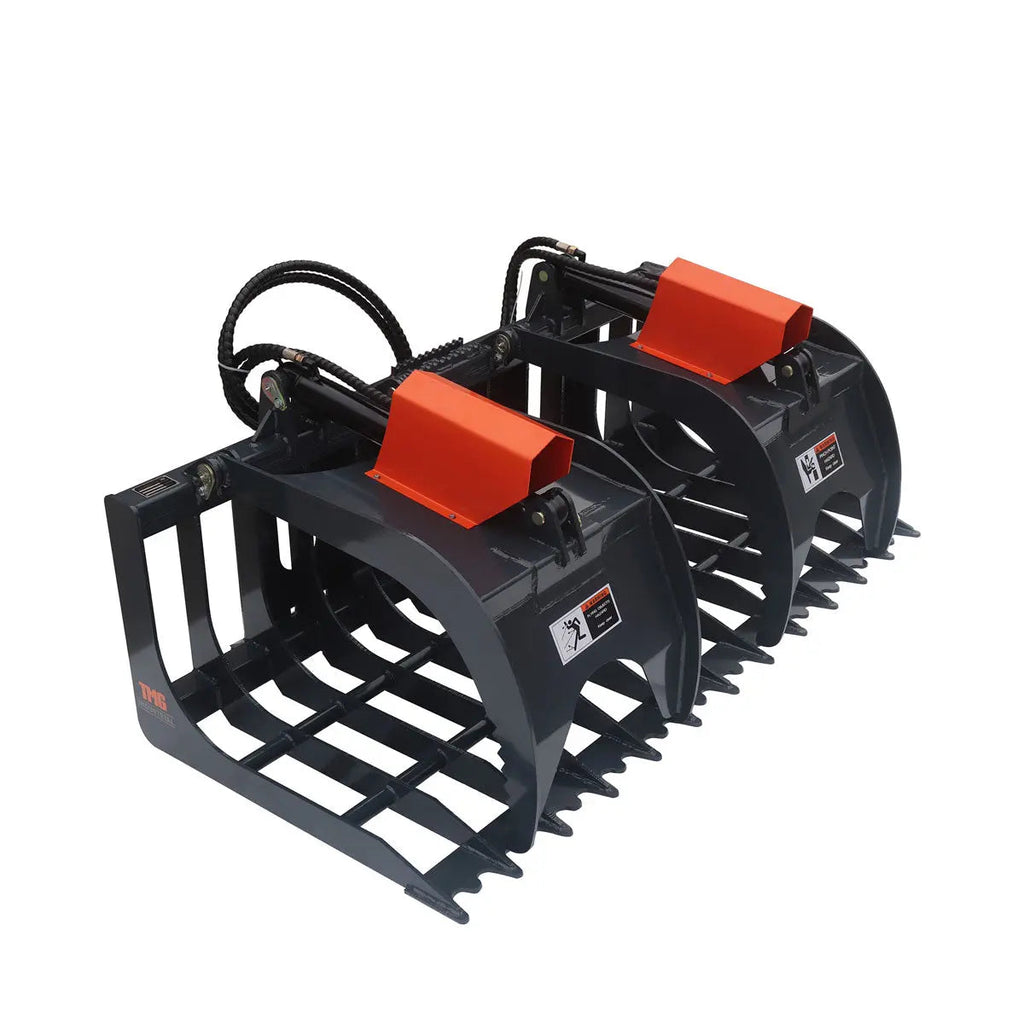 72" Skid Steer Rock Skeleton Grapple Attachment, Universal Mount, 36" Arm Opening, 6" Tine Spacing, 2500 lb Weight Capacity, TMG-SG72