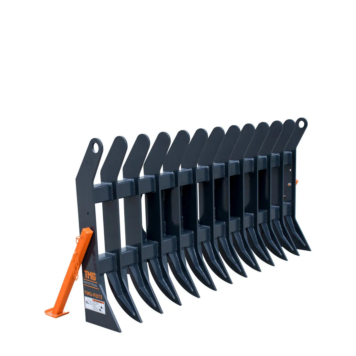 72" Skid Steer Root Debris Rake Attachment, Universal Mount, 6" Tine Spacing, 30-50 HP Skid Steers, TMG-SDR72