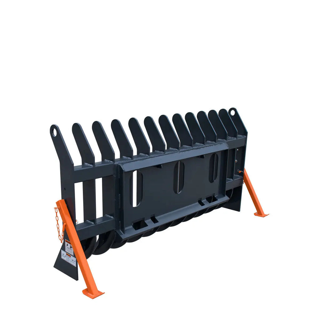 72" Skid Steer Root Debris Rake Attachment, Universal Mount, 6" Tine Spacing, 30-50 HP Skid Steers, TMG-SDR72