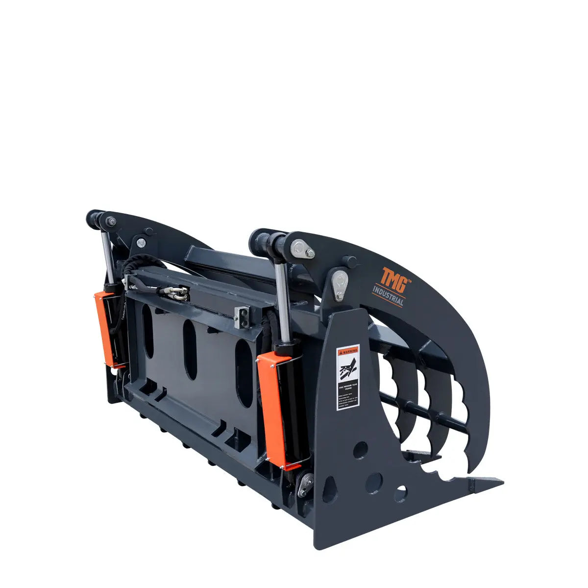 72" Skid Steer Root Rake Clamshell Grapple, Universal Mount, 54" Jaw Opening, 3000 lb Weight Capacity, TMG-SRR75