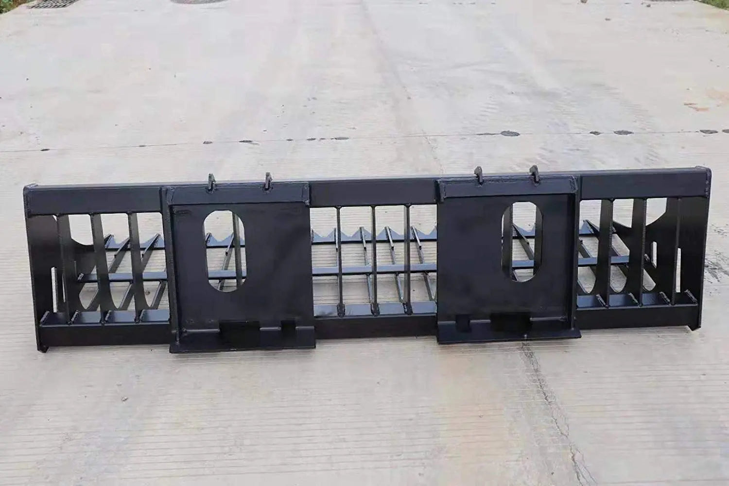 78" Skid Steer Rock Skeleton Bucket Attachment, Solid Steel, Universal Mount, 4" Tine Spacing, 45-70 HP, TMG-SB78