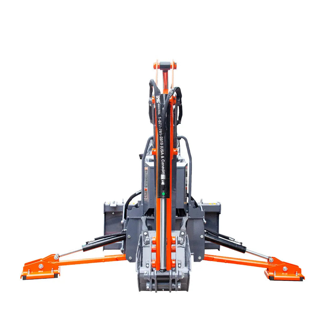 8-ft Skid Steer Swing Backhoe Attachment, 30-60 HP Skid Steers, Italian Hydraulic Control Valves, 12" Bucket, TMG-SBH55