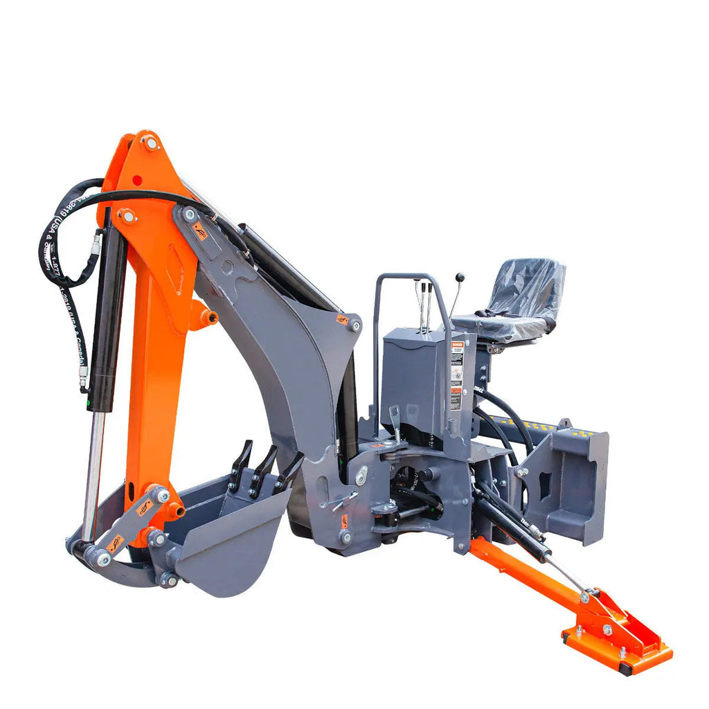 8-ft Skid Steer Swing Backhoe Attachment, 30-60 HP Skid Steers, Italian Hydraulic Control Valves, 12" Bucket, TMG-SBH55