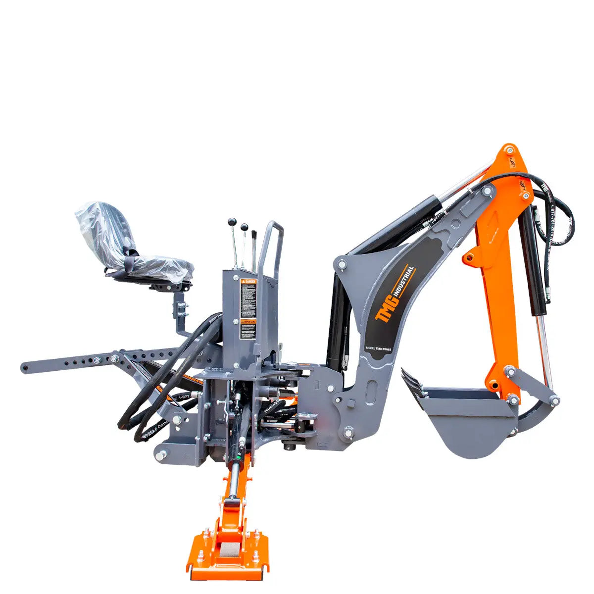 8-ft Tractor Swing Backhoe Attachment, Category 1 Hookup, 180° Boom and Bucket Rotation, 12" Bucket Included, TMG-TBH88