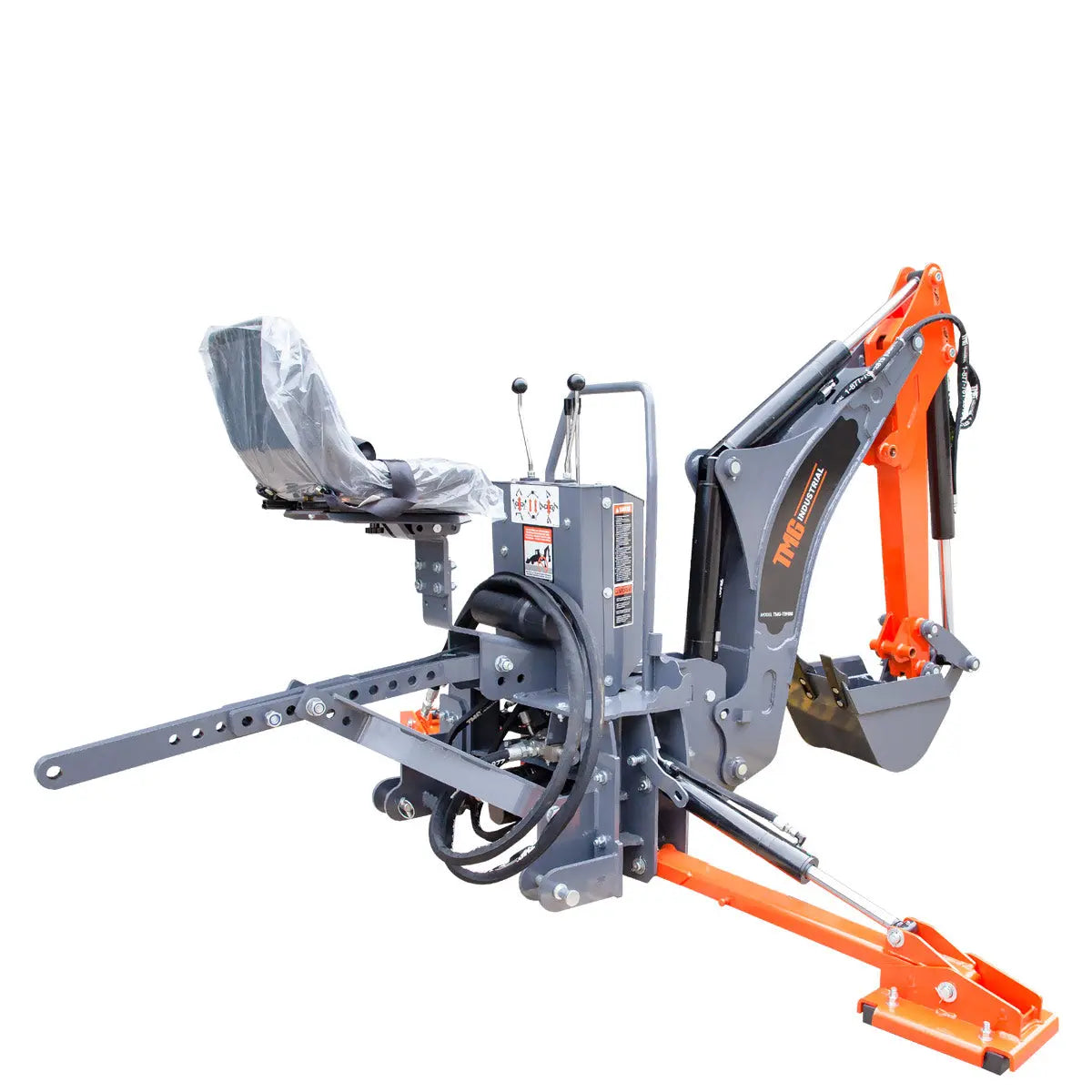 8-ft Tractor Swing Backhoe Attachment, Category 1 Hookup, 180° Boom and Bucket Rotation, 12" Bucket Included, TMG-TBH88