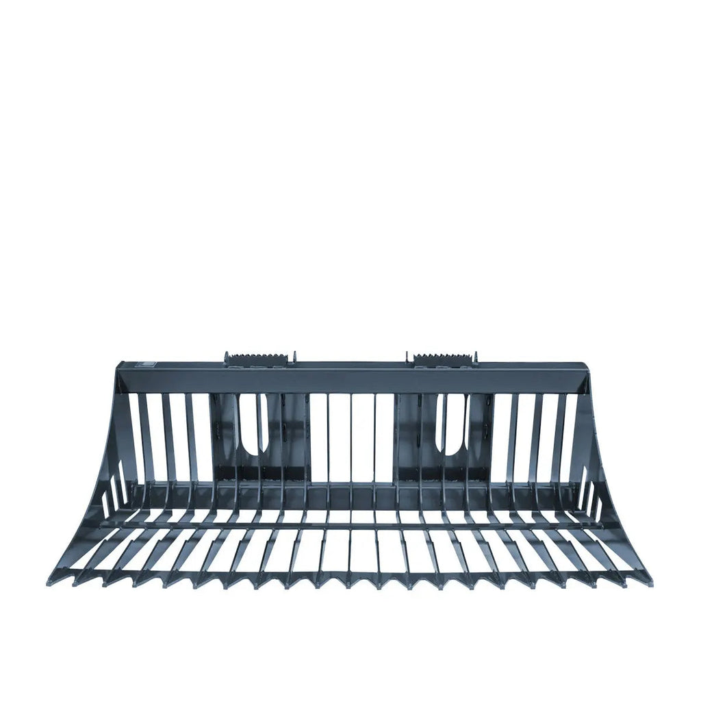 84" Skid Steer Rock Skeleton Bucket Attachment, Solid Steel, Universal Mount, 4" Tine Spacing, 45-70 HP, TMG-SB84