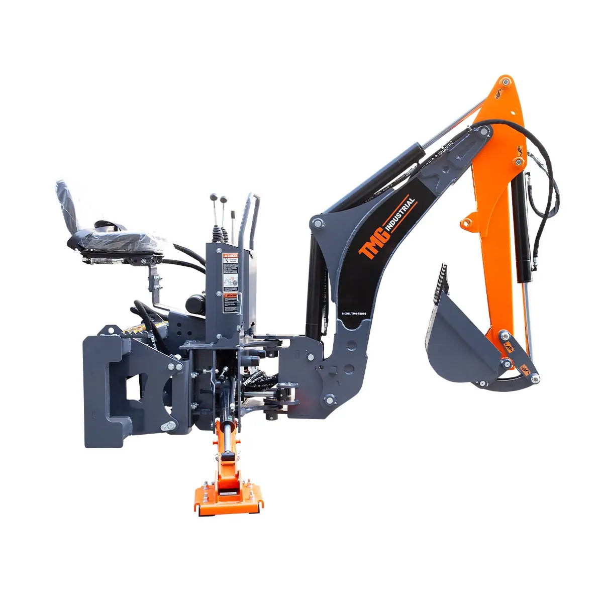 9-ft Skid Steer Swing Backhoe Attachment, 180° Boom Swing and Bucket Rotation, 15" Bucket, TMG-SBH60
