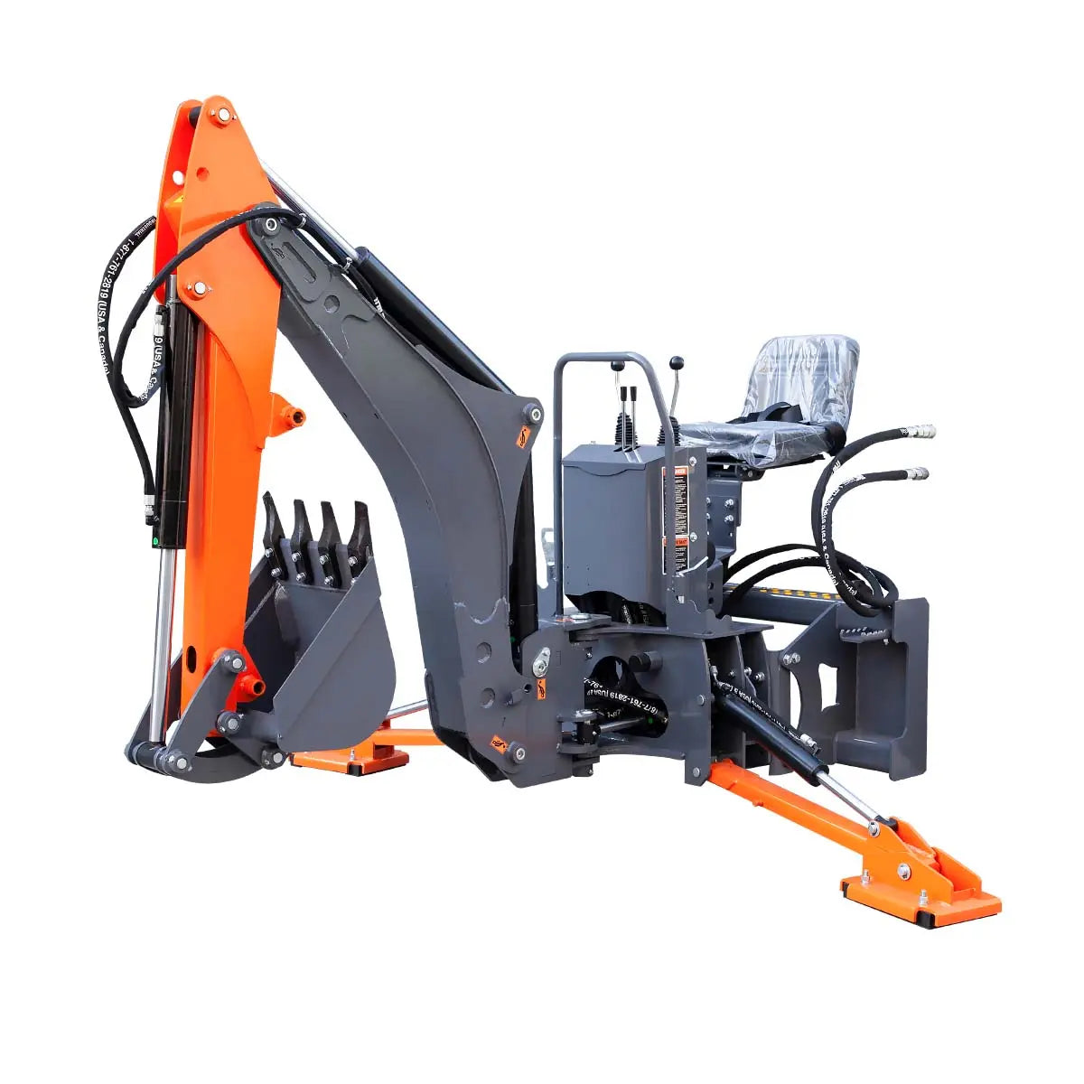9-ft Skid Steer Swing Backhoe Attachment, 180° Boom Swing and Bucket Rotation, 15" Bucket, TMG-SBH60