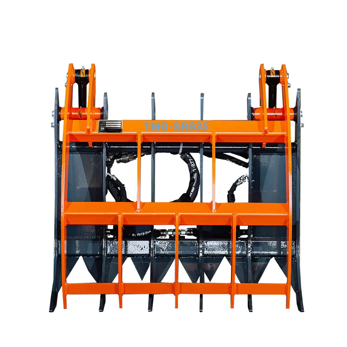 Mini Skid Steer Root Rake Grapple, 35" Working Width, 2200-lb Capacity, Toro Style Mount Plate, TMG-SRG35