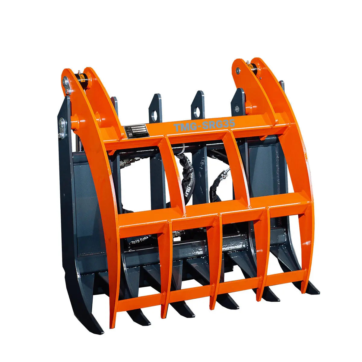 Mini Skid Steer Root Rake Grapple, 35" Working Width, 2200-lb Capacity, Toro Style Mount Plate, TMG-SRG35