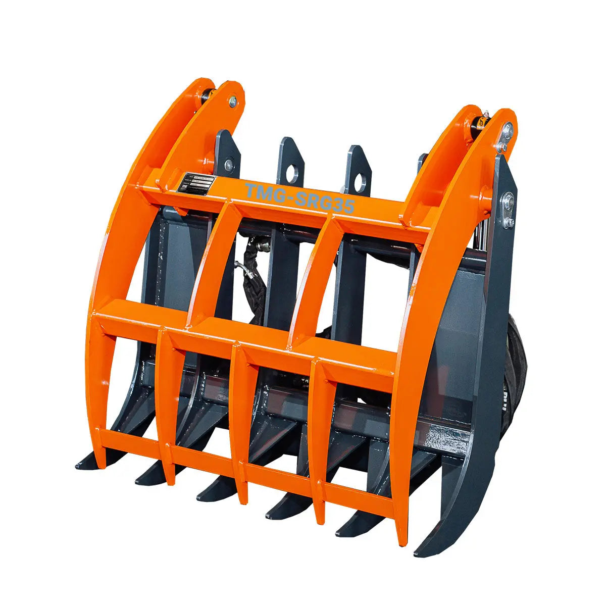 Mini Skid Steer Root Rake Grapple, 35" Working Width, 2200-lb Capacity, Toro Style Mount Plate, TMG-SRG35