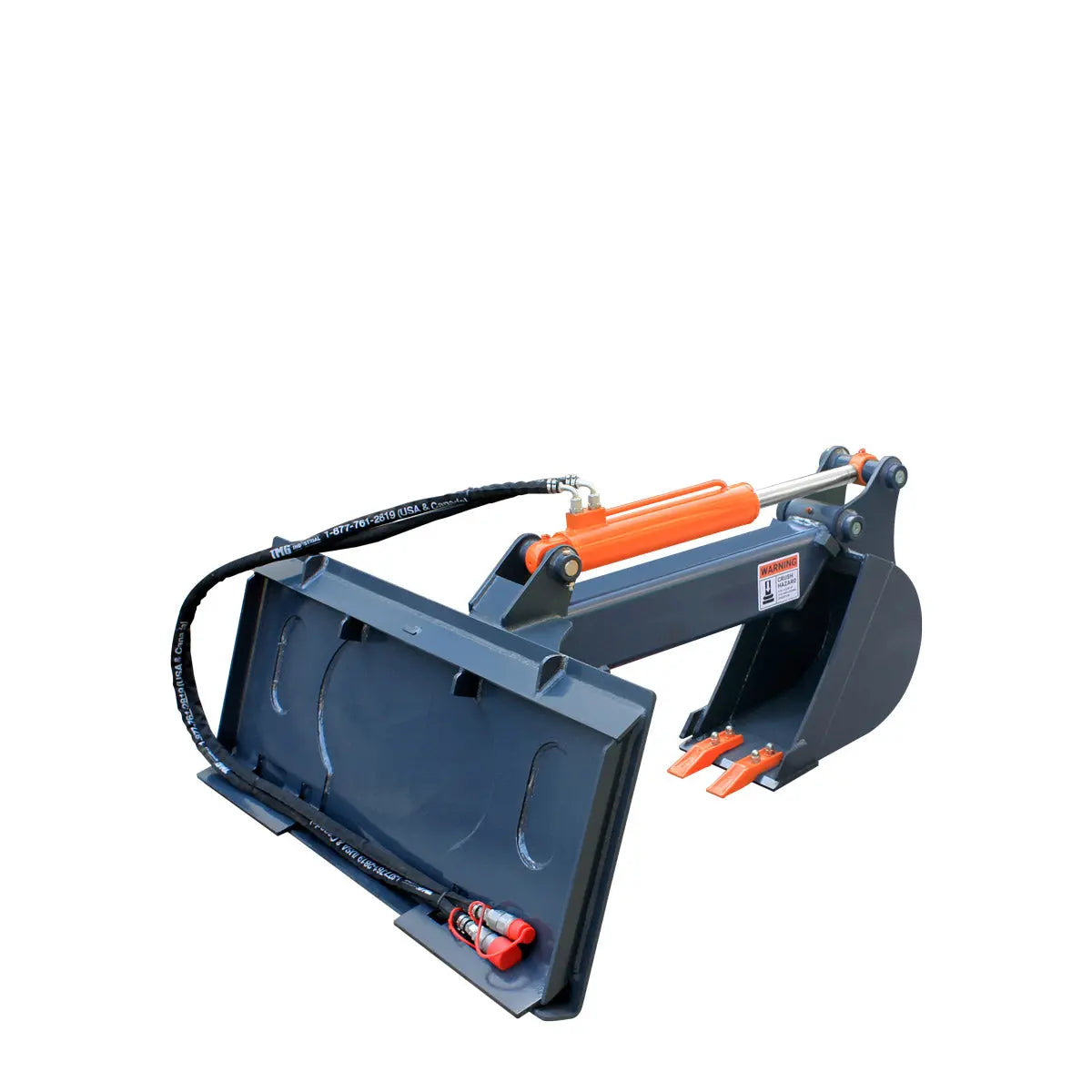 Skid Steer Backhoe Attachment, 12" Bucket Included, 30-60 HP Carriers, 59" Digging Depth, TMG-SBH45