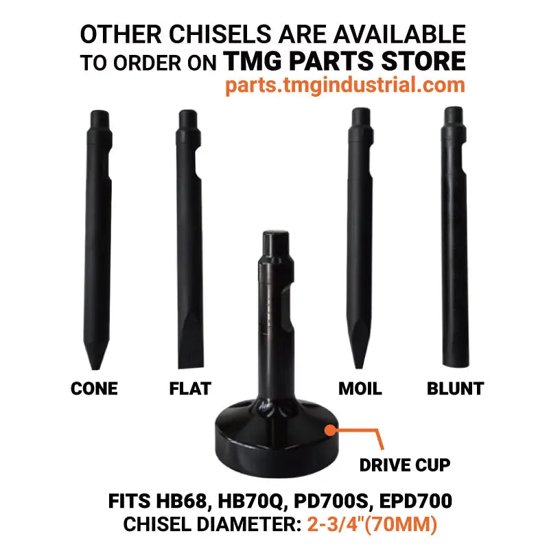 Skid Steer Post Pounder, 8" Post Diameter, 838 J Energy Class, 500-900 BPM Pounding Rate, TMG-PD700S