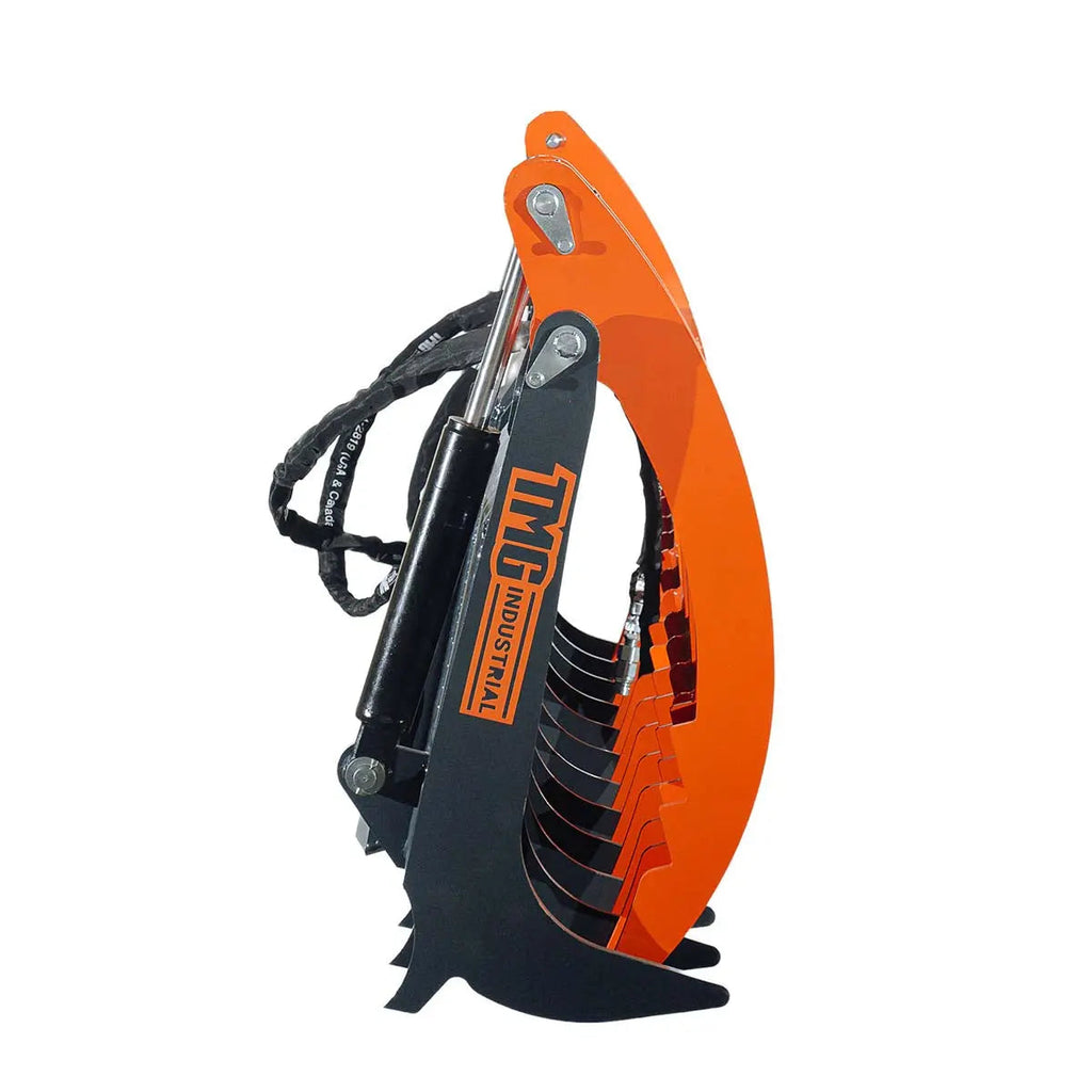 Skid Steer Skeleton Root Rake Grapple, 2600 LB Grapple Capacity, Twin Cylinders, 7" Tine Spacing, TMG-SRR72