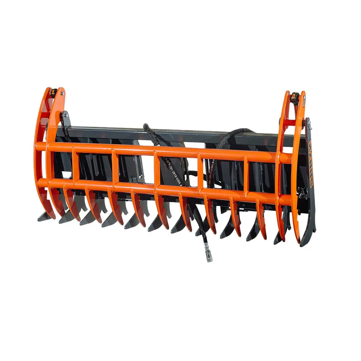 Skid Steer Skeleton Root Rake Grapple, 2600 LB Grapple Capacity, Twin Cylinders, 7" Tine Spacing, TMG-SRR72