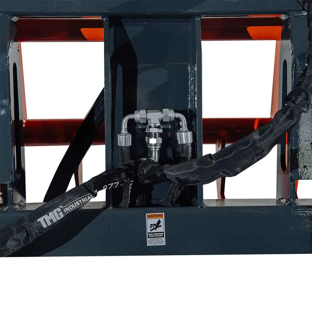 Skid Steer Skeleton Root Rake Grapple, 2600 LB Grapple Capacity, Twin Cylinders, 7" Tine Spacing, TMG-SRR72