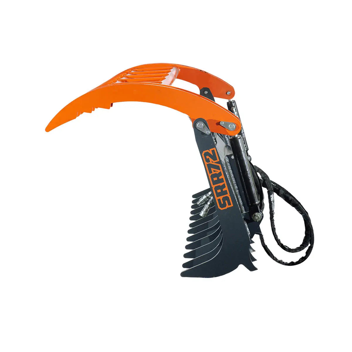 Skid Steer Skeleton Root Rake Grapple, 2600 LB Grapple Capacity, Twin Cylinders, 7" Tine Spacing, TMG-SRR72