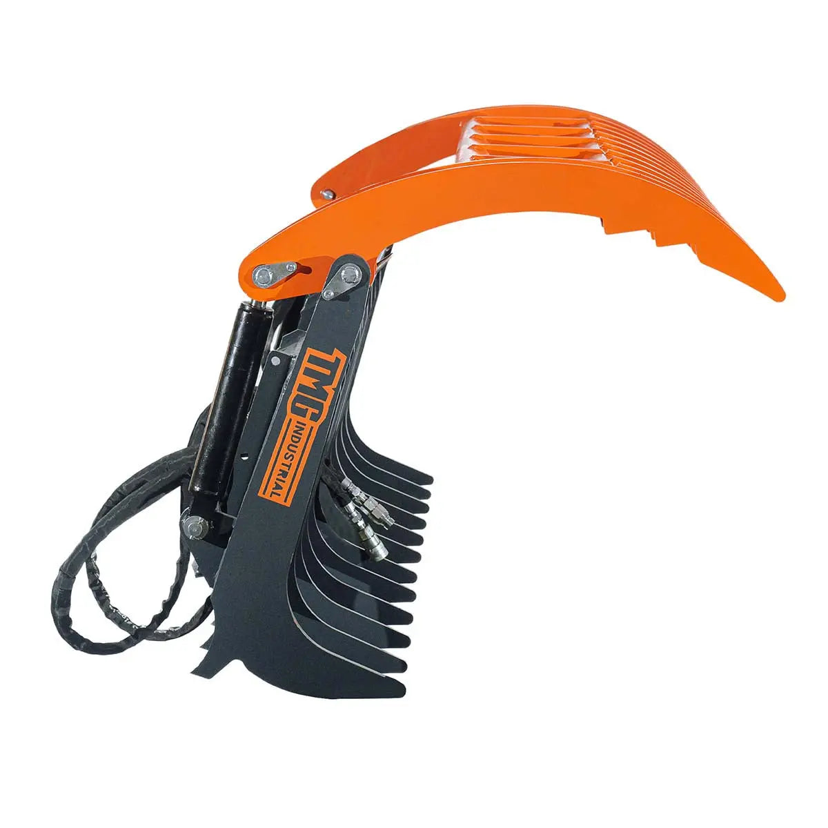 Skid Steer Skeleton Root Rake Grapple, 2600 LB Grapple Capacity, Twin Cylinders, 7" Tine Spacing, TMG-SRR72