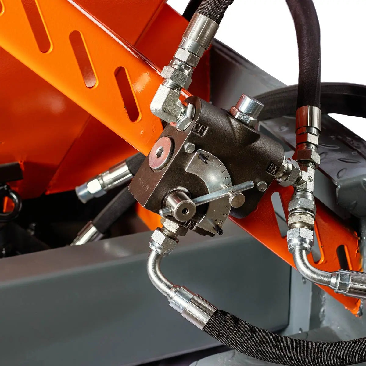 Skid Steer Tilt-N-Scoop Material Spreader, 10 Cu-Ft Capacity, 30’ Wide Spread Range, Snow salt spreader,6.5-12 GPM Flow Rate, Sidewalk Skirt, Universal Mount, TMG-MSS10