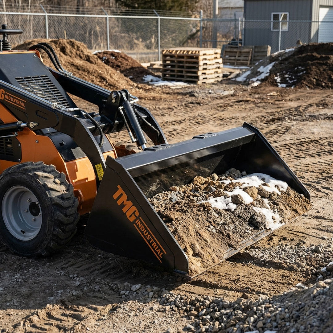42" Mini Skid Steer Bucket, Toro Style Mount, 5 Cu-Ft Capacity TMG-SBK42