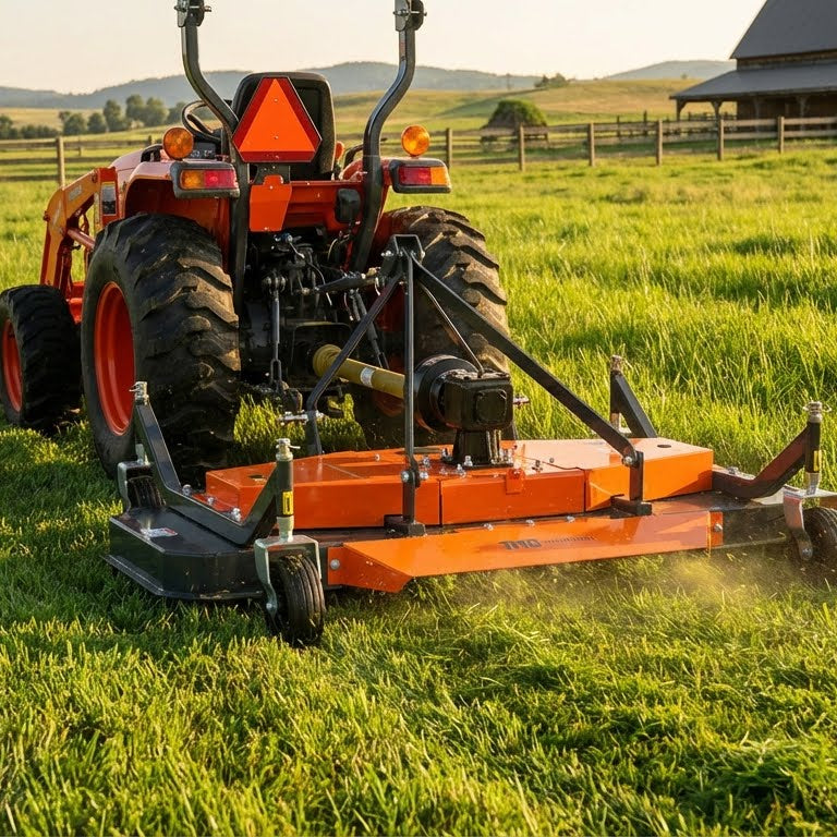 72" Tow-Behind 3-Point Hitch Finish Mower, 30-50 HP Compact Tractor, PTO Drive Shaft Included, TMG-TFN72